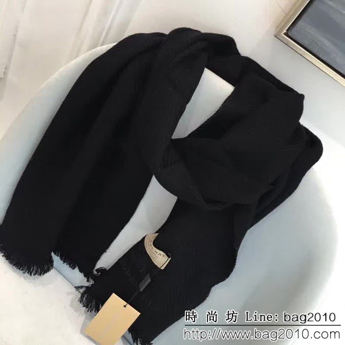 BURBERRY巴寶莉 經典男士爆款 黑灰羊絨圍巾 LLWJ6782